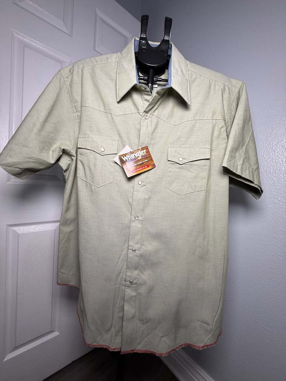 Wrangler Wrancher Shirts Western Pearl Snap Size XXL Green Short Sleeve